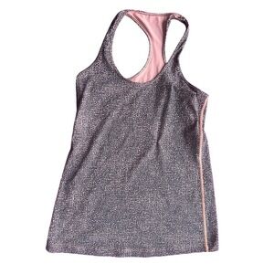 Lululemon Athletica Racerback Tank Top Black Pink Salmon Dot Print Workout